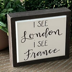 NEW! Cottage Farmhouse I See London I See France Bathroom Wood Box Sign